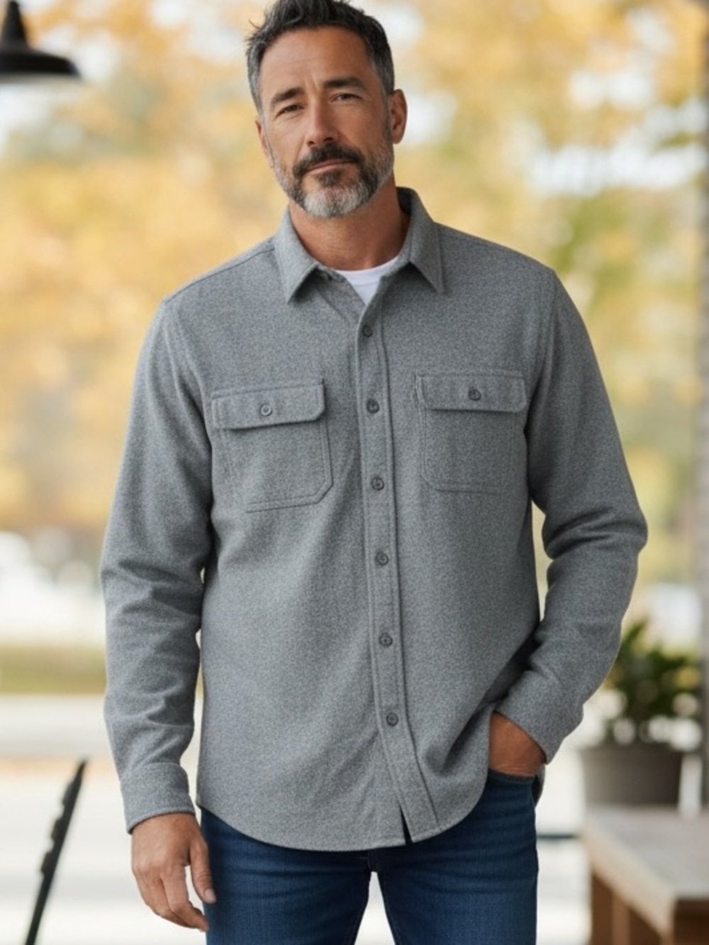 NWOT 80s LL BEAN GRAY FLANNEL SHACKET JACKET TRADITIONAL FIT GRANDPA GORPCORE LT